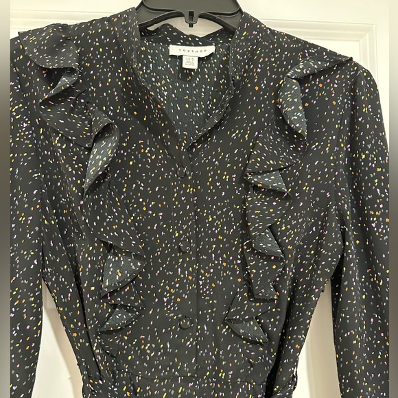 Topshop - black midi dress with colorful dots - size 4 - Picture 3 of 5